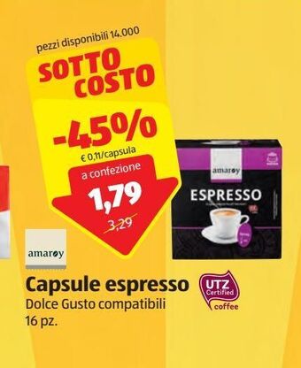 ALDI Amaroy capsule espresso offerta