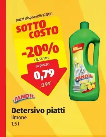 ALDI Tandil detersivo piatti limone 1.5 l offerta