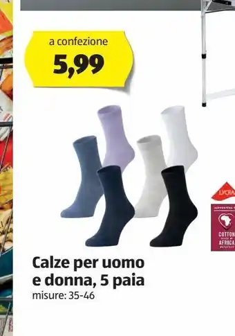 ALDI Calze per uomo e donna 5 paia offerta