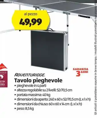 ALDI Tavolo pieghevole adventuridge offerta