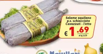 Ipercarni Salame aquilano p.s schiacciato Cavazzuti-l'etto offerta