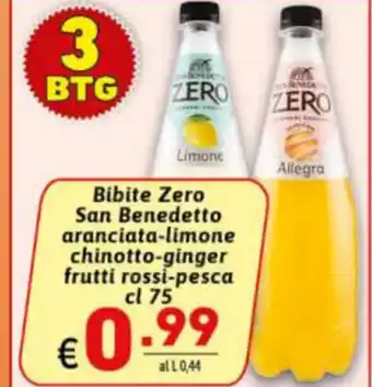 Ipercarni Bibite Zero San Benedetto aranciata limone 75cl offerta