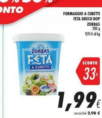 Coop Zorbas Formaggio A Cubetti Feta Greco Dop offerta