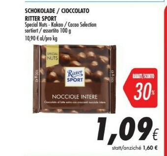 Coop Ritter sport Cioccolato offerta