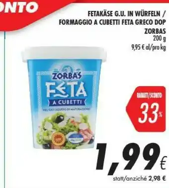 Coop Zorbas Formaggio offerta