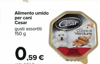 Carrefour Cesar Alimento Umido Per Cani Con Cuore Di Verdure 150 G offerta