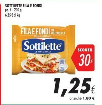 Coop Sottilette - Fila e Fondi alla Mozzarella 200 g(ml) offerta