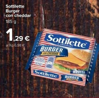 Carrefour Mondelez Sottilette Le Originali Burger Con Cheddar 185 G(ml) offerta