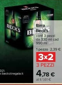 Carrefour Becks Beck's - Birra 330 G(ml) offerta