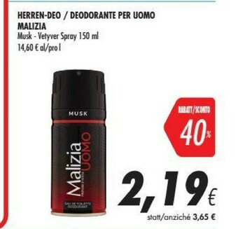 Coop Malizia Deodorante offerta