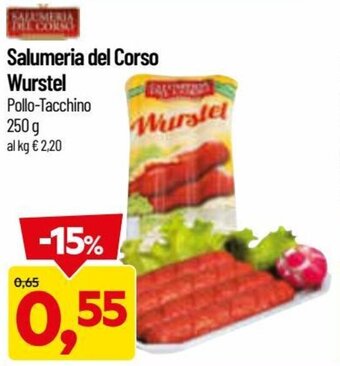 DPiù Salumeria del Corso Wurstel Pollo-Tacchino 250 g offerta