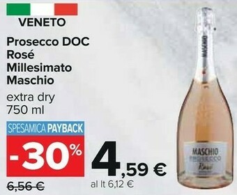 Carrefour Cantine maschio Prosecco Doc Rosé Millesimato Extra Dry 750 Ml offerta