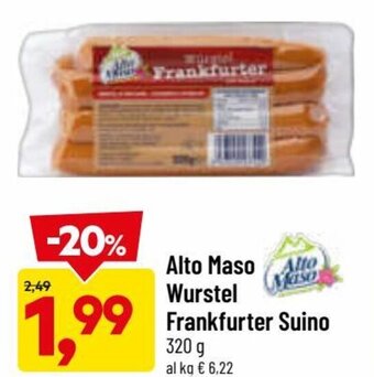 DPiù Alto Maso Wurstel Frankfurter Suino 320 g offerta