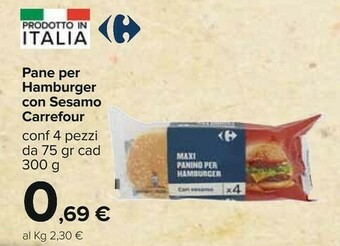 Carrefour Carrefour - Panino Maxi Per Hamburger Con Sesamo 300 G(ml) offerta