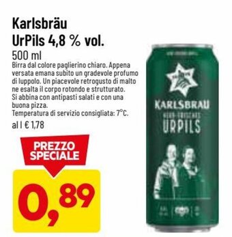 DPiù Karlsbräu UrPils 4,8% Vol. 500 ml offerta