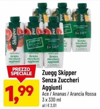 DPiù Zuegg Skipper Senza Zuccheri Aggiunti Ace / Ananas / Arancia Rossa 3 x 330 ml offerta