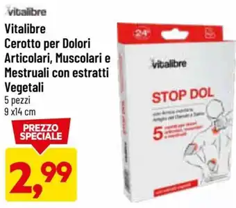 DPiù Vitalibre Cerotto Per Dolori Articolari, Muscolari E Mestruali Con Estratti Vegetali 5 Pezzi 9 x 14 cm offerta