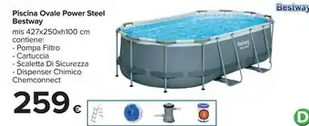 Bestway Power Steel 56448 Piscina Fuori Terra Piscina Con Bordi Piscina Ovale 10949 L Blu, Grigio