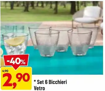 DPiù Set 6 Bicchieri Vetro offerta