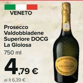 Carrefour La Gioiosa Valdobbiadene Prosecco Superiore DOCG 750 G(ml) offerta