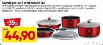 DPiù Batteria Pentole 9 Pezzi Mettalic Line offerta