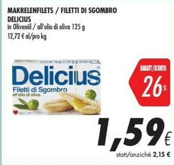 Coop Delicius Filetti Di Sgombro All'Olio Di Oliva offerta