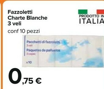 Carrefour Fazzoletti Charte Blanche 3 Veli offerta