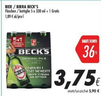 Coop Becks Beck's - Birra 330 G(ml) offerta