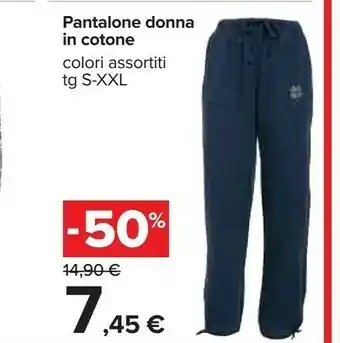 Carrefour Pantalone Donna In Cotone offerta