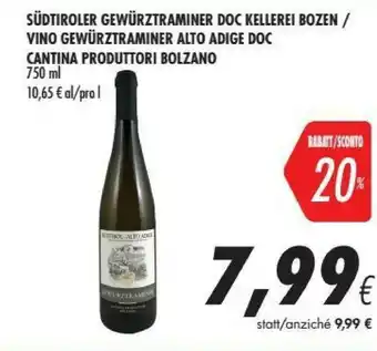 Coop Cantina produttori bolzano Cantina Produttori Bolzano Vino Gewurztraminer Alto Adige Doc offerta