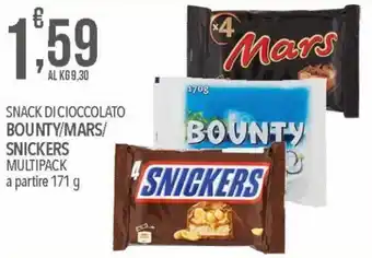 Iper Nonna Isa Bounty/Mars/Snickers Snack Di Cioccolato Multipack A Partire 171 g offerta