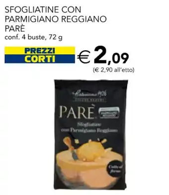 Esselunga Parè Sfogliatine Con Parmigiano Reggiano 4 buste 72 g offerta