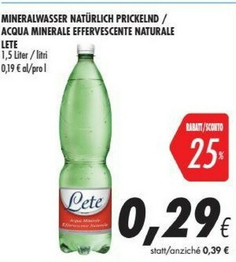 Coop Lete Acqua offerta