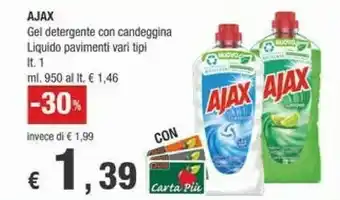 Crai Ajax Gel Detergente Con Candeggina Liquido Pavimento offerta