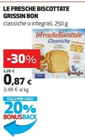 Coop Grissin bon Le Fresche Biscottate Gusto Classico 250 G(ml) offerta