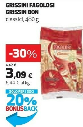 Coop Grissin bon Fagolosi Gusto Classico 480 G(ml) offerta