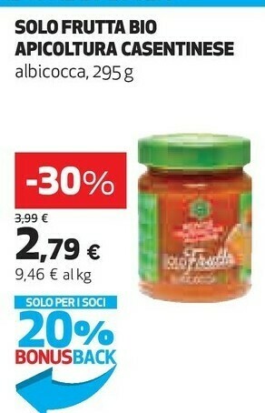 Coop Apicoltura casentinese Solo Frutta Albicocca Bio 295 G(ml) offerta