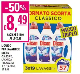 Basko Dixan Liquido per Lavatrice Classico, Lavanda 19 lavaggi X 3 Flaconi, lt 2,85 offerta