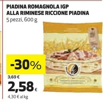 Coop Riccione piadina Piadina Romagnola Igp Alla Riminese offerta