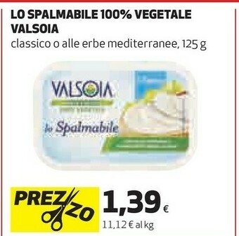 Coop Valsoia Lo Spalmabile 100% Vegetale offerta