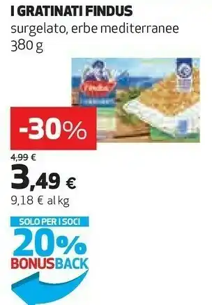 Coop Findus Gratinati Merluzzo D'Alaska Con Erbe Mediterranee 380 G(ml) offerta
