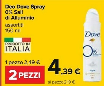 Carrefour Dove Original Donna Deodorante Spray 150 Ml offerta