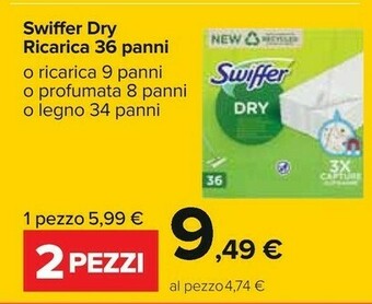 Carrefour Swiffer Dry Ricarica 36 Panni offerta