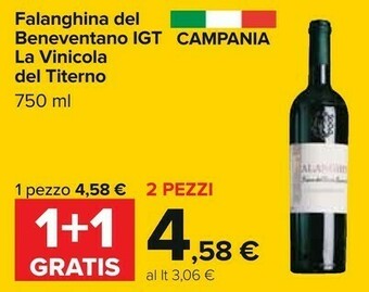 Carrefour La vinicola del titerno Falanghina Beneventano IGP 750 G(ml) offerta