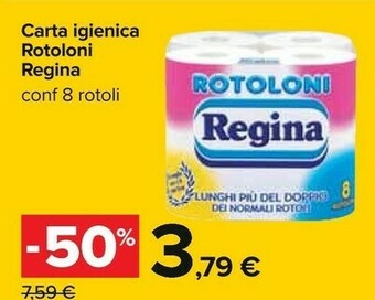 Carrefour Regina Carta Igienica 8 Rotoloni offerta