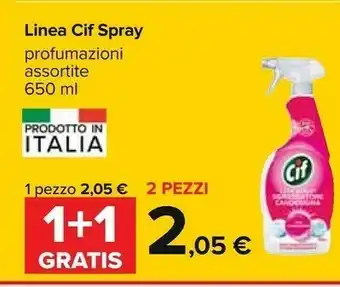 Carrefour Cif Linea Spray Sgrassatore Con Candeggina 650 Ml offerta