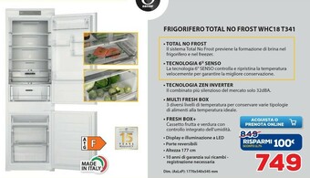 Whirlpool WHC18 T341 Frigorifero Con Congelatore Da Incasso 250 L F Bianco