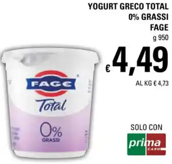 Basko Fage Yogurt Greco Total 0% Grassi g 950 offerta