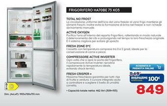 Euronics Hotpoint HA70BE 73 XO3 Frigorifero Con Congelatore Libera Installazione 462 L D Acciaio Inossidabile offerta