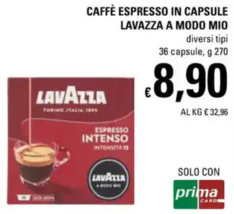 Basko Lavazza Caffè Espresso in Capsule a Modo Mio diversi tipi 36 capsule g 270 offerta